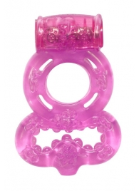Розовое эрекционное кольцо Rings Treadle с подхватом - Lola Games - в Костроме купить с доставкой
