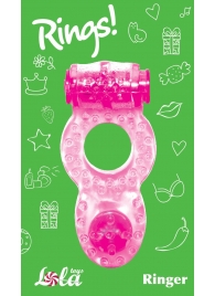 Розовое эрекционное кольцо с вибрацией Rings Ringer - Lola Games - в Костроме купить с доставкой