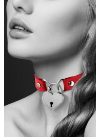 Красный чокер с замком в форме сердца - Bijoux Pour Toi - купить с доставкой в Костроме