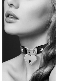 Черный чокер с замком в форме сердца - Bijoux Pour Toi - купить с доставкой в Костроме