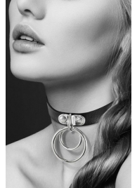 Черный чокер с двумя кольцами - Bijoux Pour Toi - купить с доставкой в Костроме