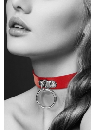 Красный узенький чокер с кольцом - Bijoux Pour Toi - купить с доставкой в Костроме