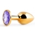 Золотистая анальная пробка с фиолетовым стразом - 7,2 см. - Anal Jewelry Plug - купить с доставкой в Костроме