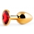 Золотистая анальная пробка с красным стразом - 7,2 см. - Anal Jewelry Plug - купить с доставкой в Костроме