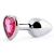 Серебристая анальная пробка с розовым кристаллом-сердечком - 7 см. - Anal Jewelry Plug - купить с доставкой в Костроме