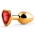 Золотистая анальная пробка с красным стразом-сердечком - 7 см. - Anal Jewelry Plug - купить с доставкой в Костроме