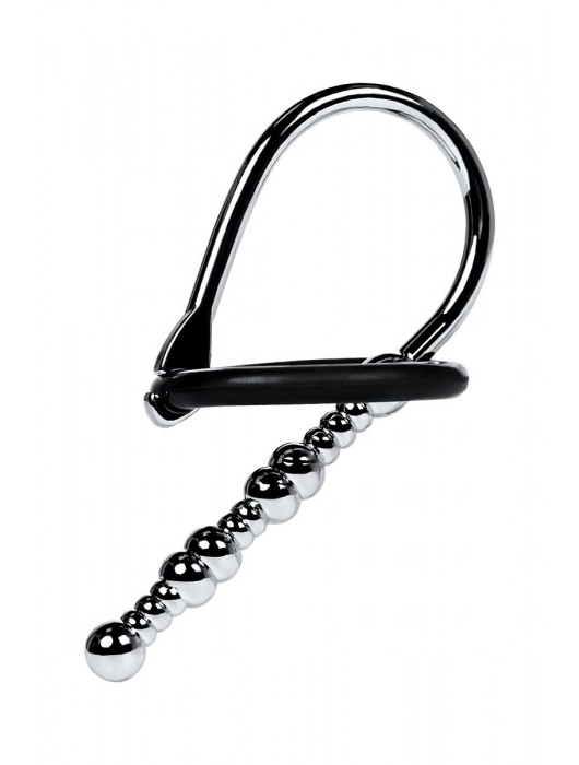 Серебристый уретральный плаг-бусины TOYFA Metal с мягким фиксириющим кольцом - ToyFa - купить с доставкой в Костроме