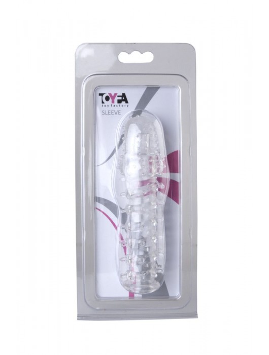 Прозрачная, закрытая насадка с шипами и точками - 13,5 см. - Toyfa Basic - в Костроме купить с доставкой