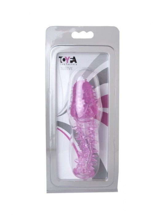 Закрытая насадка розового цвета с шипами и точками - 13,5 см. - Toyfa Basic - в Костроме купить с доставкой