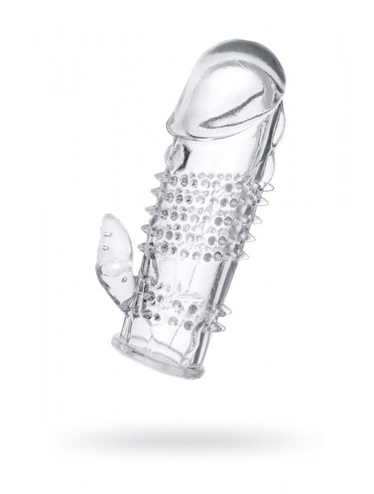 Прозрачная гелевая насадка с шипами и клиторальным отростком - 13 см. - Toyfa Basic - в Костроме купить с доставкой