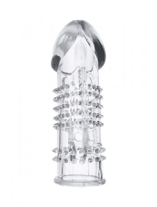 Прозрачная гелевая насадка с шипами и клиторальным отростком - 13 см. - Toyfa Basic - в Костроме купить с доставкой