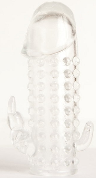 Гелевая прозрачная насадка с 2 отростками - 13 см. - Toyfa Basic - в Костроме купить с доставкой