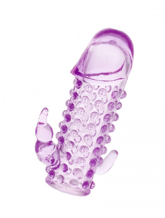 Закрытая фиолетовая насадка с 2 отростками - 13 см. - Toyfa Basic - в Костроме купить с доставкой