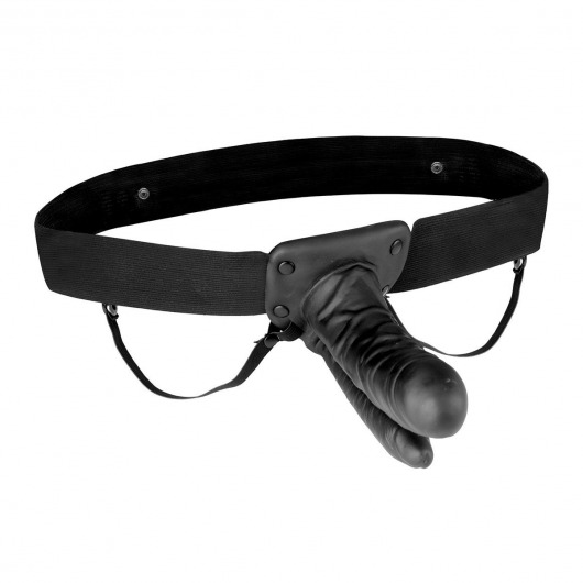 Полый страпон с двумя отростками и вибрацией Unisex Vibrating Hollow Strap-On Double Penetrating Dildo - 17,8 см. - Lux Fetish - купить с доставкой в Костроме