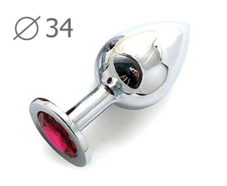 Коническая серебристая анальная втулка с малиновым кристаллом - 8,2 см. - Anal Jewelry Plug - купить с доставкой в Костроме