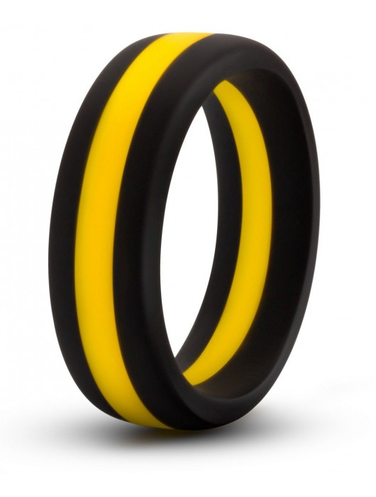 Черно-желтое силиконовое эрекционное кольцо Silicone Go Pro Cock Ring - Blush Novelties - в Костроме купить с доставкой
