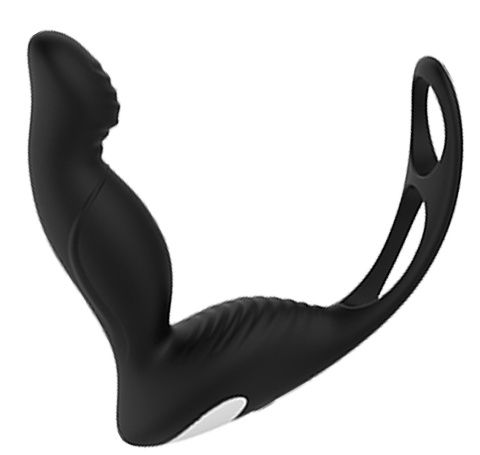 Черный вибромассажер простаты P-PLEASER W ERECTION ENHANCE - Dream Toys - в Костроме купить с доставкой