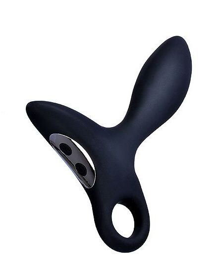 Черный силиконовый анальный вибромассажер Erokey с колечком-ограничителем - Erokay - в Костроме купить с доставкой