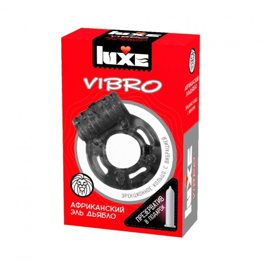 Чёрное эрекционное виброкольцо Luxe VIBRO  Африканский Эль Дьябло  + презерватив - Luxe - в Костроме купить с доставкой