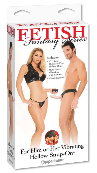 Полый страпон унисекс телесного цвета с вибрацией For Him or Her ​Vibrating Hollow Strap-On - 15 см. - Pipedream - купить с доставкой в Костроме