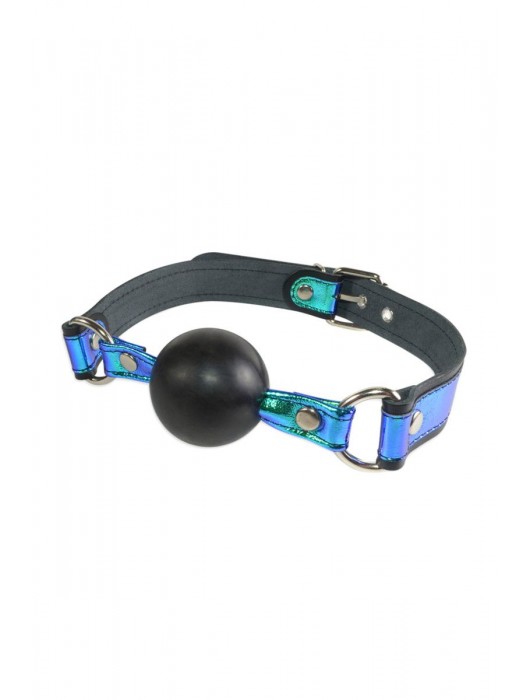 Кляп-шарик на чёрно-синих ремешках - Sitabella - купить с доставкой в Костроме