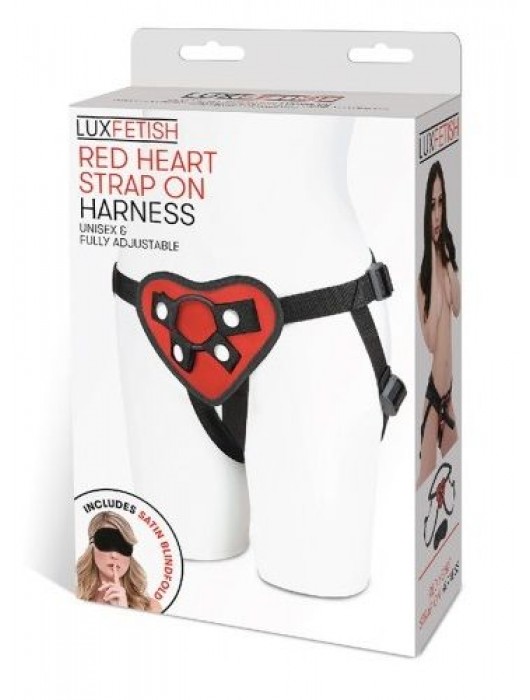 Трусики с красным сердечком для страпона - Lux Fetish - купить с доставкой в Костроме