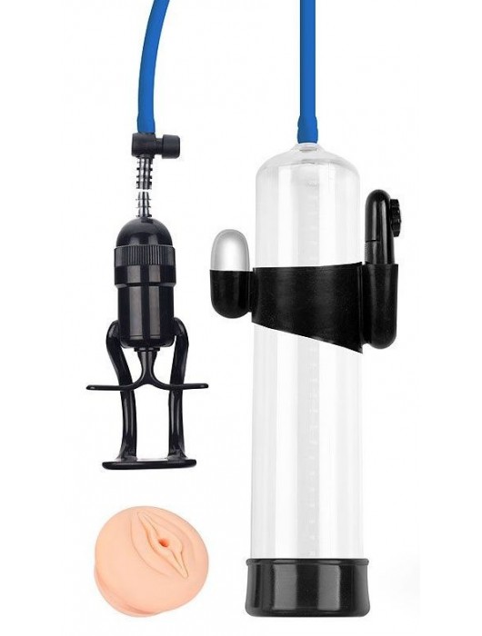 Прозрачная вакуумная вибропомпа Sex Expert с насадкой-вагиной - Sex Expert - в Костроме купить с доставкой