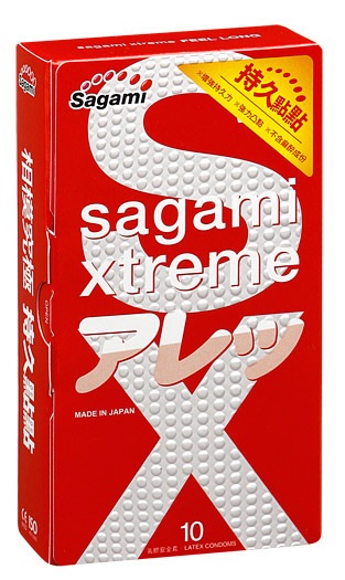 Утолщенные презервативы Sagami Xtreme Feel Long с точками - 10 шт. - Sagami - купить с доставкой в Костроме