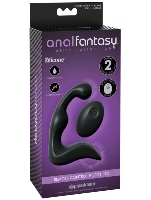 Черный вибромассажер простаты с пультом ДУ Control P-Spot Pro - Pipedream - в Костроме купить с доставкой