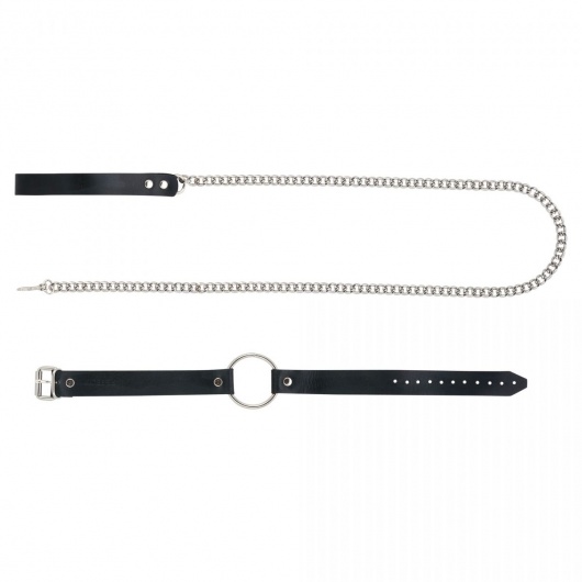 Черный поводок и чокер с кольцом Rada - Rebelts - купить с доставкой в Костроме