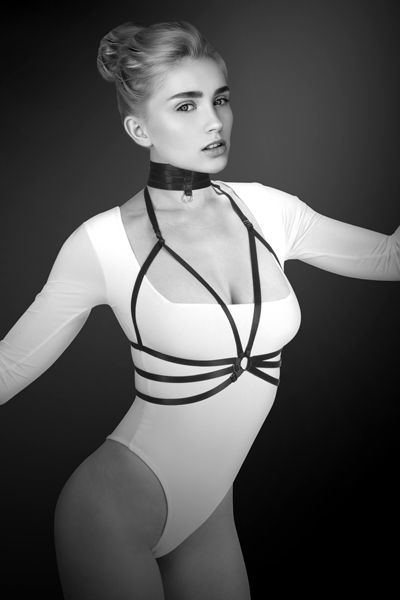 Черная упряжь на грудь Julia - Bijoux Pour Toi - купить с доставкой в Костроме