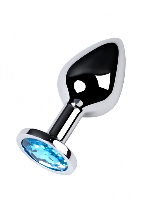 Серебристая конусовидная анальная пробка с голубым кристаллом - 8 см. - ToyFa - купить с доставкой в Костроме