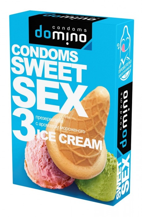 Презервативы для орального секса DOMINO Sweet Sex с ароматом мороженого - 3 шт. - Domino - купить с доставкой в Костроме
