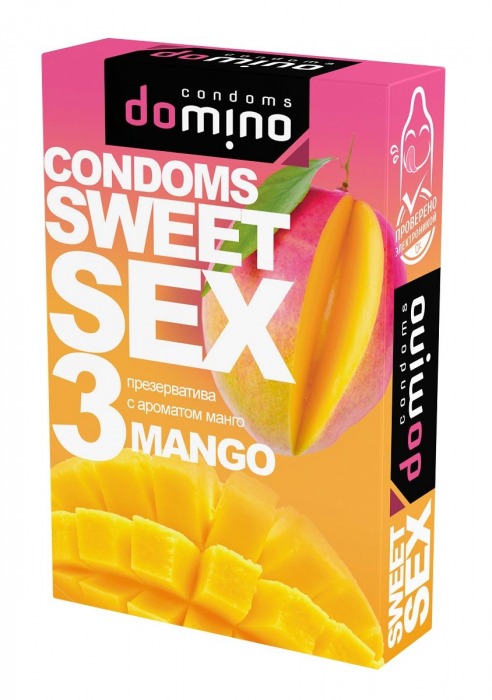 Презервативы для орального секса DOMINO Sweet Sex с ароматом манго - 3 шт. - Domino - купить с доставкой в Костроме