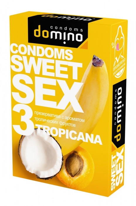Презервативы для орального секса DOMINO Sweet Sex с ароматом тропических фруктов - 3 шт. - Domino - купить с доставкой в Костроме