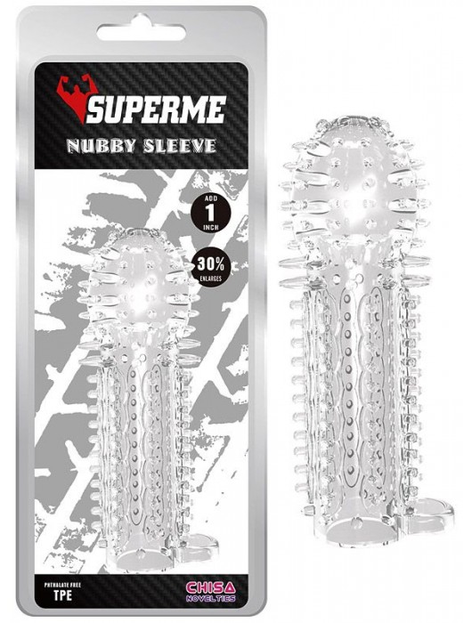 Закрытая прозрачная насадка на пенис с шипиками Nubby Sleeve - 14,5 см. - Chisa - в Костроме купить с доставкой