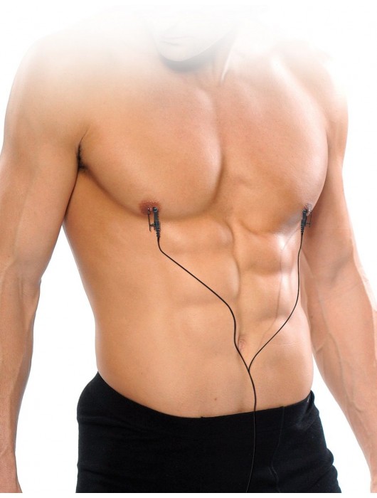 Черные электрические зажимы для сосков Shock Therapy Nipple Clamps - Pipedream - купить с доставкой в Костроме