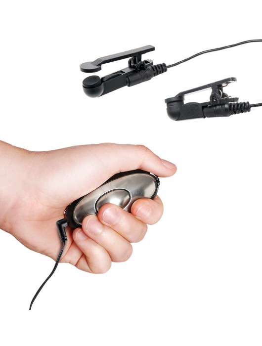 Черные электрические зажимы для сосков Shock Therapy Nipple Clamps - Pipedream - купить с доставкой в Костроме