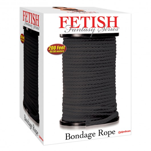 Черная веревка для связывания Bondage Rope - 60,9 м. - Pipedream - купить с доставкой в Костроме