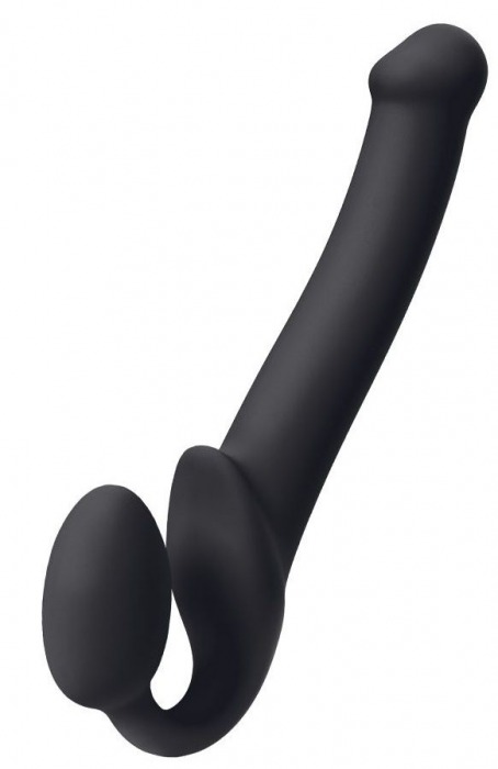 Черный безремневой страпон Silicone Bendable Strap-On M - Strap-on-me - купить с доставкой в Костроме