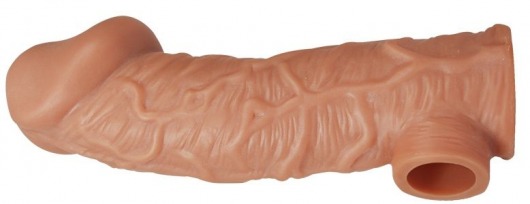 Телесная насадка на фаллос с отверстием для мошонки EXTREME SLEEVE - 17,6 см. - KOKOS - в Костроме купить с доставкой