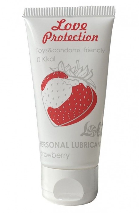 Лубрикант на водной основе с ароматом малины Love Protection Strawberry - 50 мл. - Lola Games - купить с доставкой в Костроме
