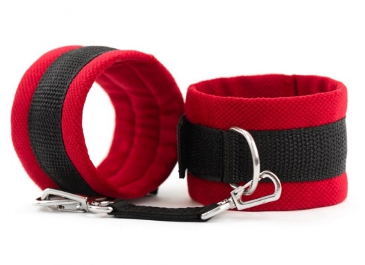 Красно-черные наручники My rules на сцепке - БДСМ Арсенал - купить с доставкой в Костроме