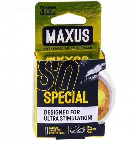 Презервативы с точками и рёбрами в пластиковом кейсе MAXUS Special - 3 шт. - Maxus - купить с доставкой в Костроме
