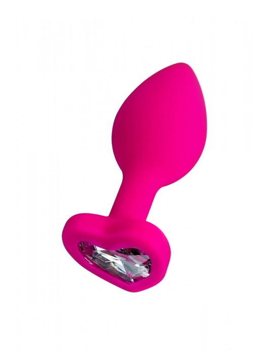 Розовая анальная втулка Diamond Heart с прозрачным кристаллом - 7 см. - ToyFa - купить с доставкой в Костроме