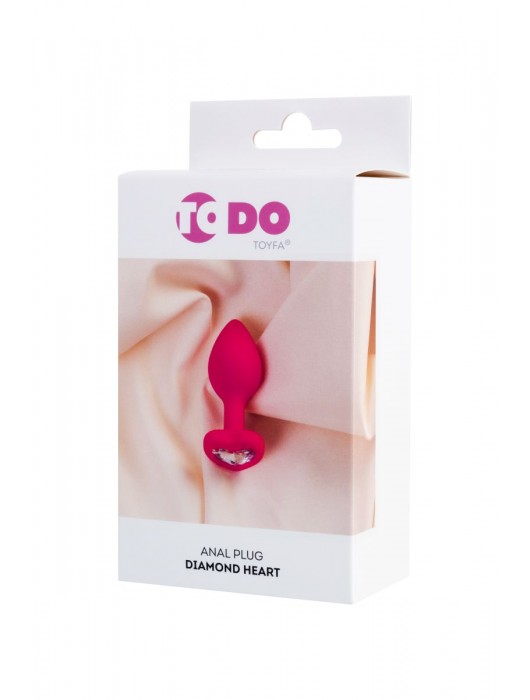 Розовая анальная втулка Diamond Heart с прозрачным кристаллом - 7 см. - ToyFa - купить с доставкой в Костроме