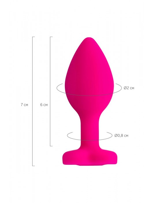 Розовая анальная втулка Diamond Heart с прозрачным кристаллом - 7 см. - ToyFa - купить с доставкой в Костроме