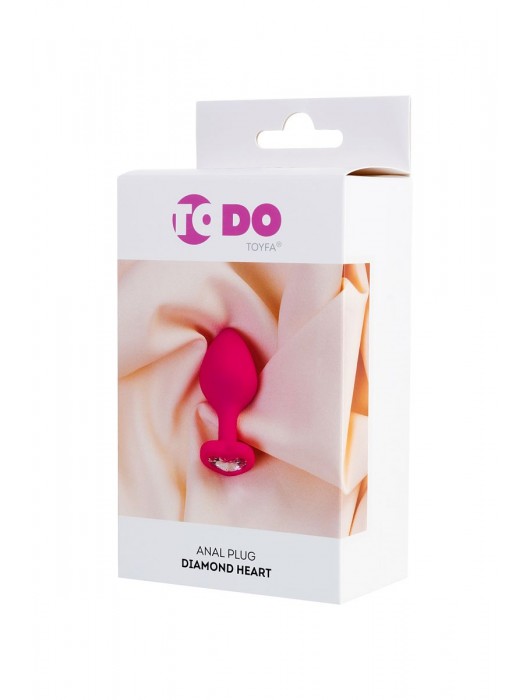 Розовая анальная втулка Diamond Heart с прозрачным кристаллом - 8 см. - ToyFa - купить с доставкой в Костроме
