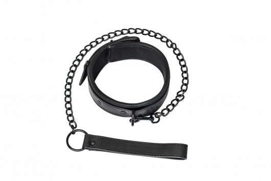 Черный ошейник с поводком Kinky - Lola Games - купить с доставкой в Костроме