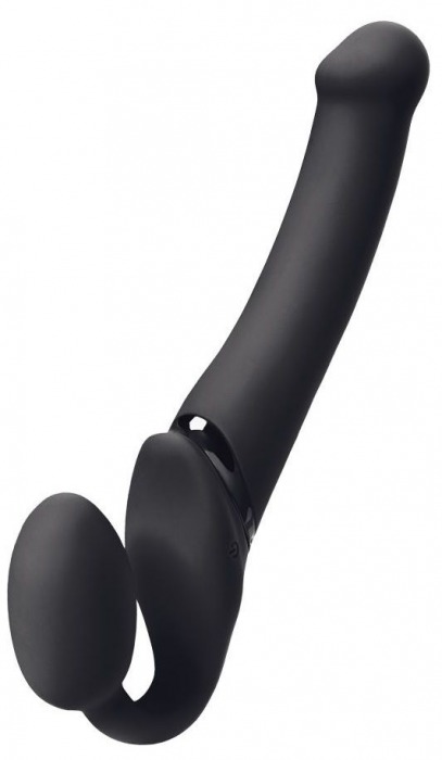 Черный безремневой вибрострапон Silicone Bendable Strap-On M - Strap-on-me - купить с доставкой в Костроме